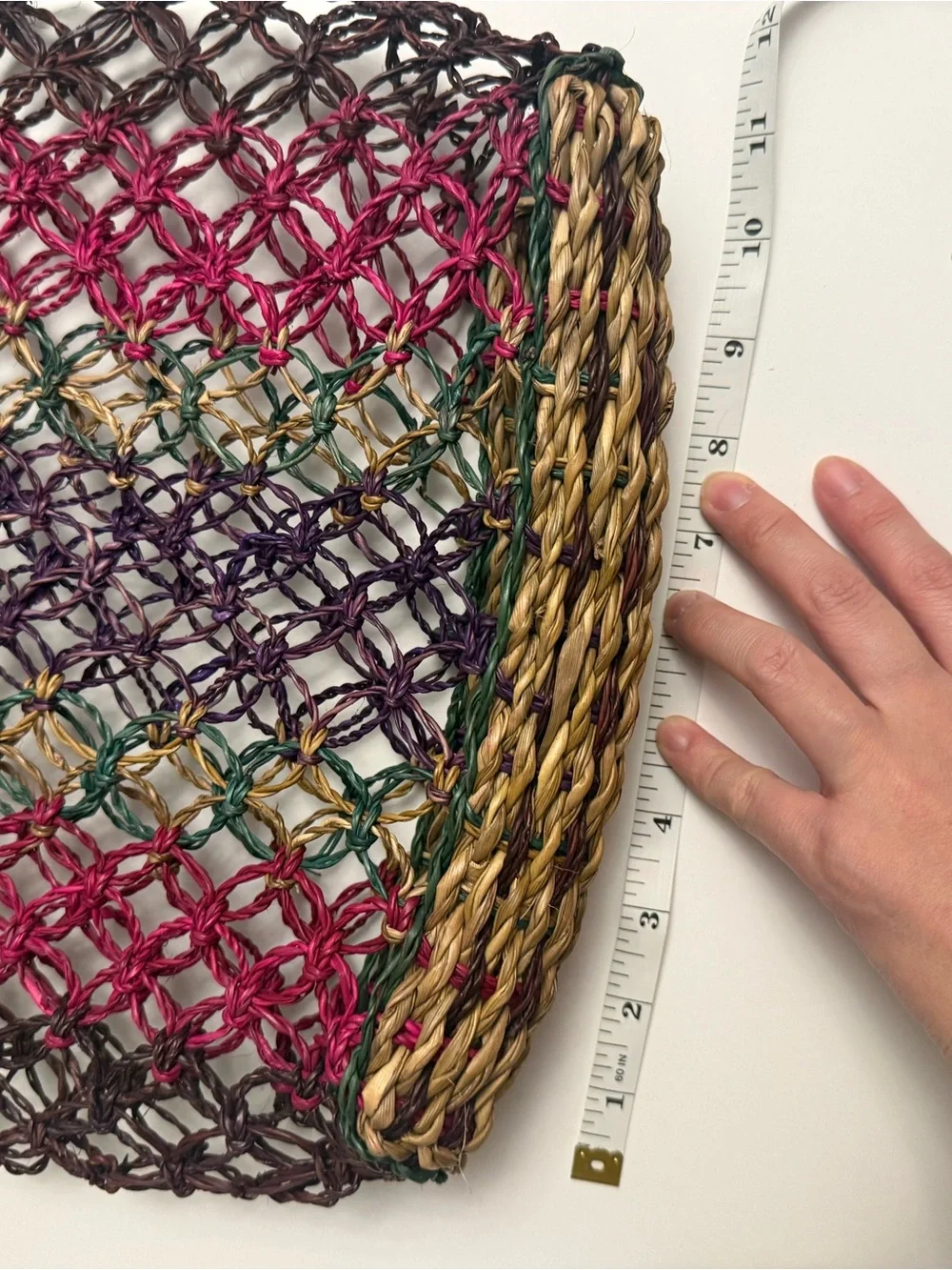 Handwoven Multicolor Net Tote Bag - Purple & Pink